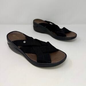 Bzees Disco Wedge Sandal‎ in Black - Size 9